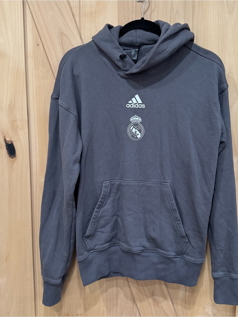 Adidas REAL MADRID 20-21 Seasonal Soccer Hoodie Size Medium Gray Mens Sweatshirt